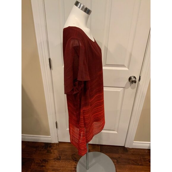 H By Halston Red Striped Billowing Short Sleeve Top, Size 1X (Plus) - Picture 2 of 5